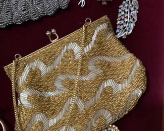 Walborg Gold Hand Beaded Evening Bag Clutch