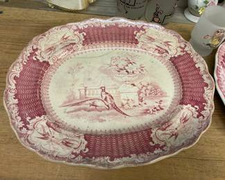 Antique Staffordshire platter. Has been damaged and glued back together