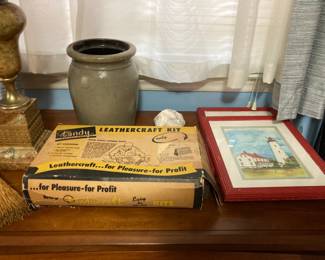 Leathercrafting kit and lighthouse framed prints
