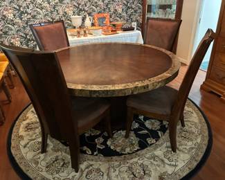 Beautiful Dining table with 4 chairs-- marble edge with wood top. Stunning!