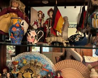 Dolls, decor, and souvenirs from travels around the world