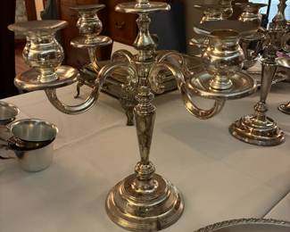Silverplate candleabras