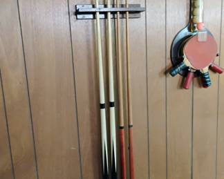 POOL STICKS AND PING PONG PADDLES