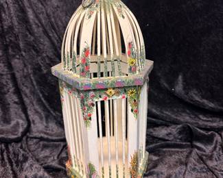 Hand painted wood birdcage
