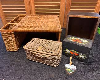 Baskets, Hand Painted Recipe Card Box, Bed Tray