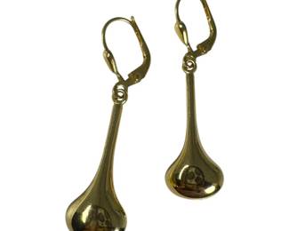 18kt Yellow Gold Dew Drop Lever Back Earrings