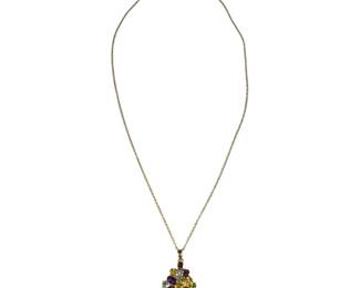 Gold Plated Sterling Silver Multi Gemstone Necklace