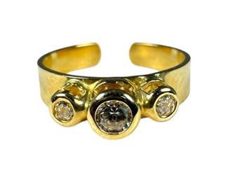 14kt Yellow Gold 3 Stone Cubic Zirconia Toe Ring
