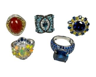 5 Sterling Silver Colorful Gemstone Ring