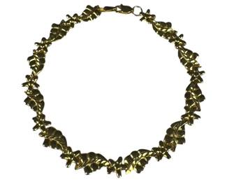 14kt Yellow Gold Leaf and Flower Link Bracelet