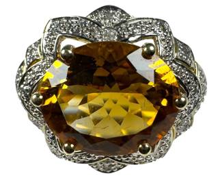 10kt Yellow Gold Citrine and Diamond Ring
