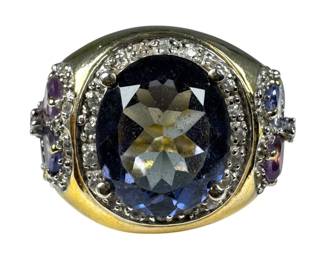 Gold Plated Sterling Silver Iolite Ring