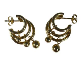 14kt Yellow Gold Tiered Triple Hoop Earrings with Removable Charms