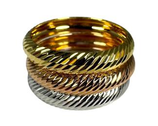 14kt Trii Color Set of 3 Textured Bands