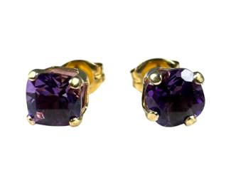 10kt Yellow Gold Amethyst Stud Earrings
