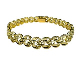 14kt Yellow Gold Diamond Cut Leaf Bracelet