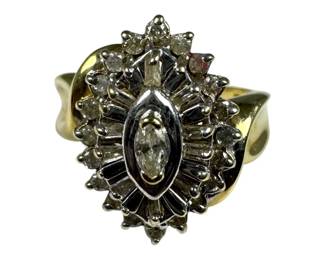 10kt Yellow Gold Marquise Diamond Cluster Ring