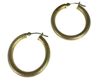14kt Yellow Gold Textured Hoop Earrings