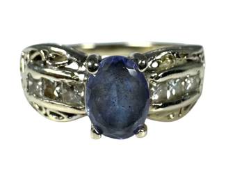 14kt White Gold Tanzanite and Diamond Ring