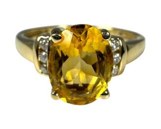10kt Yellow Gold Citrine and Cubic Zirconia Ring