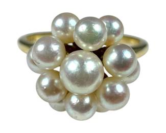 14kt Yellow Gold Pearl Cluster Ring