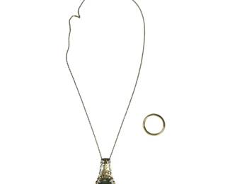 Sterling Silver Two Toned Labradorite Necklace and Judith Ripka Ring
