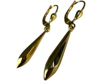 14kt Yellow Gold Dagger Drop Lever Back Earrings