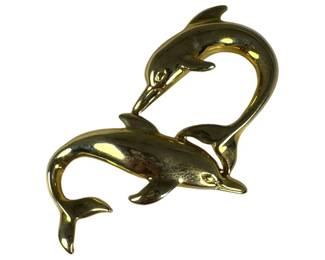 14kt Yellow Gold Dolphin Slide Pendant