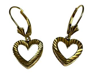 14kt Yellow Gold Heart Dangle Earrings