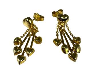 14kt Yellow Gold Multi Heart Dangle Earrings