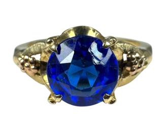 10kt Yellow Gold Blue Cubic Zirconia Ring