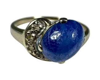 10kt White Gold Lab Star Sapphire Ring