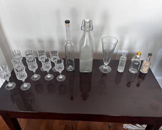 Cut crystal glasses, misc. glassware