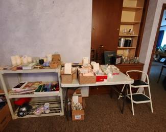candles, bar ware, small stool, ice buckets
