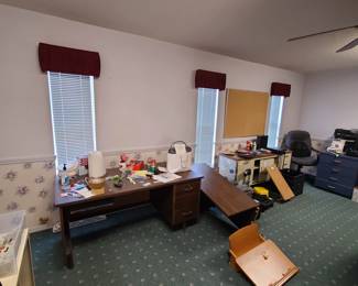 Desks, sabinets, shredders, cork boards