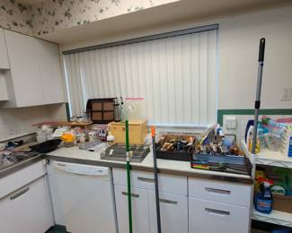 silverware, salt & pepper shakers, knives and cooking utensils