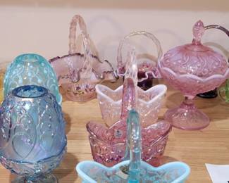 Fenton Lily of the Valley
Fairy Light, Baskets and Candy Dish
