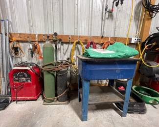 PARTS WASHER, ACETYLENE TANKS, LINCOLN ARC WELDER