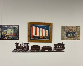 VINTAGE LOOK METAL LIONEL SIGNS, METAL TRAIN WALL CUTOUT