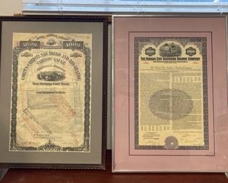 FIRST MORTGAGE GOLD BOND FOR $1000 CORPUS CHRISTI RAILROAD CO., KANSAS CITY SOUTHERN RAILWAY COMPANY FRAMED BOND