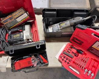 CRAFTSMAN SCROLL SAW, CHAIN SAW SHARPENER, TWIST-LOK BIT SET, ROCKWELL SONICRAFTER