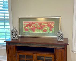 FRAMED POPPIES BY ME GOLDEN, ENTERTAINMENT/MEDIA CABINET