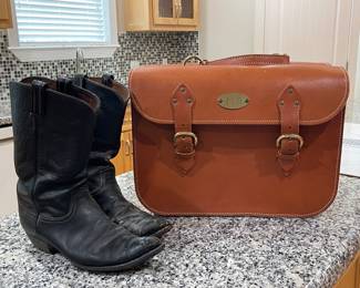 FORT DAVIS SADDLERY SADDLECASE PAT. PENDING , VINTAGE TONY LAMA BOOTS EL PASO, TX -TOE AREA HAS DEEP SCUFFS-SIZE UNKNOWN