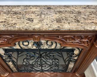 Wood and Faux Stone Electric Fireplace