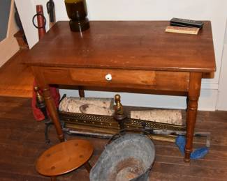 Nice 1 Drawer Table, low oval Stool & Fireplace Necessities