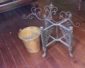 Folding Metal Stand/Base & Brass Bucket