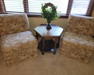 Custom Upholstered Side Chairs w/Insect Motif