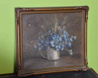 Blue Cornflowers still life Oil on Canvas