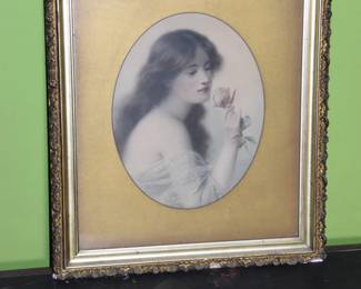 1890's Girl w/Flower ~ Signed & Dated