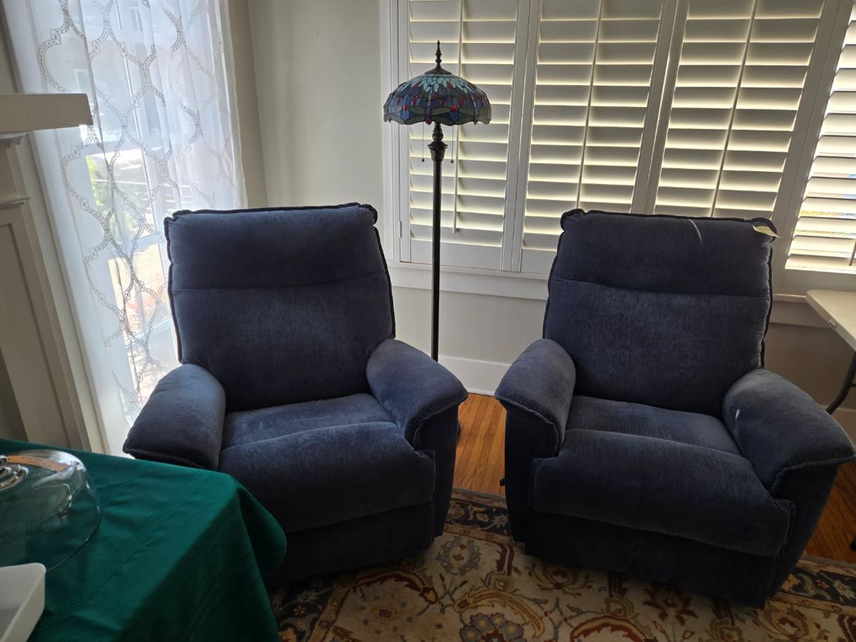 Matching like new Lazy Boy Recliners are available now for $750 a pair or $400 each.